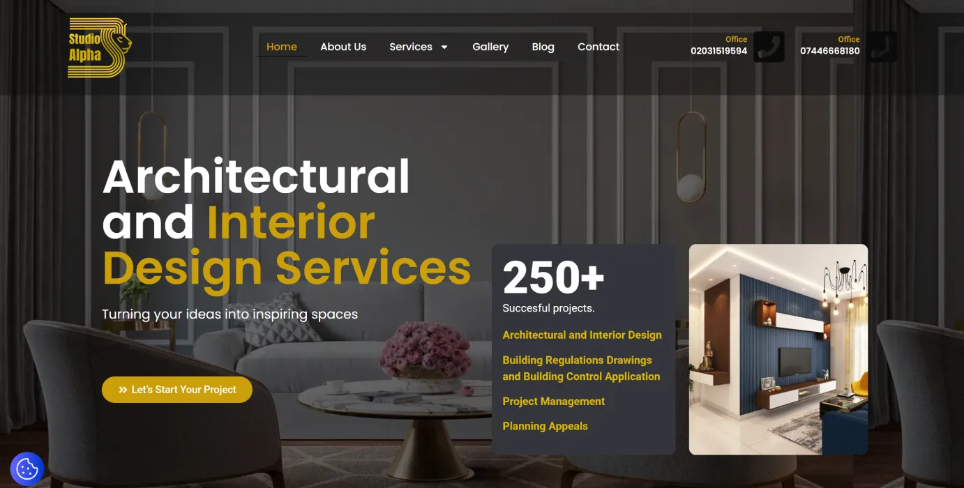 Studio Alpha interior design website