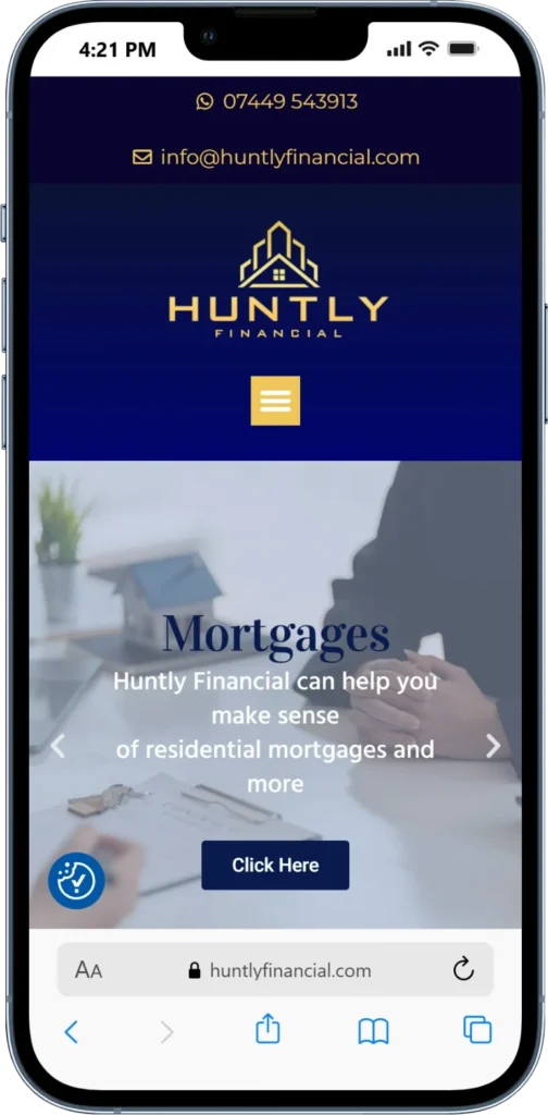 iphone 13 huntly financial website mockup